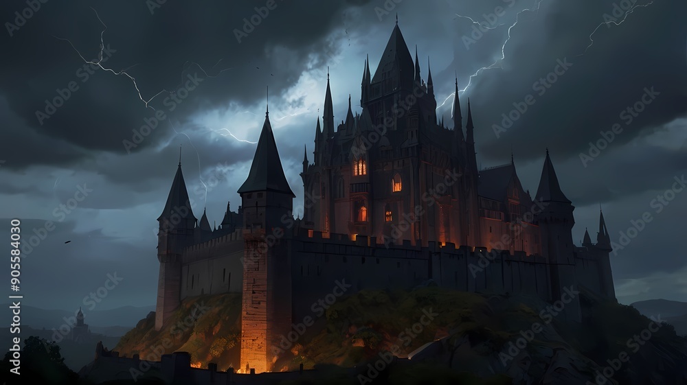 Halloween Background - castle in the night
