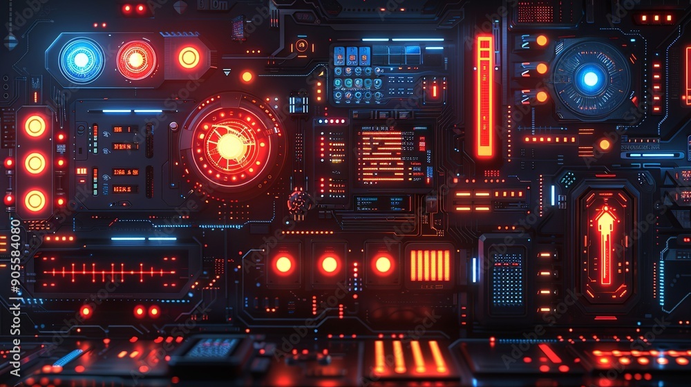 Fototapeta premium Modern high-tech concepts: Futuristic designs highlighting advanced technology and gadgets, ideal for tech industry visuals and digital marketing campaigns. high resolution Illustration, in the style
