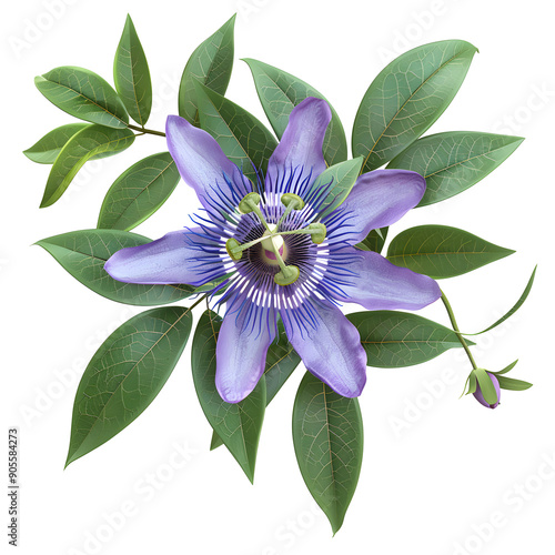 Passion flowers or passion vines isolated on a transparent background