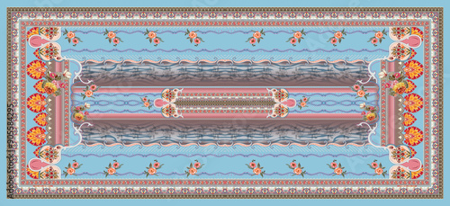 Pakistani Dupatta for digital print.Digital Dupatta design.