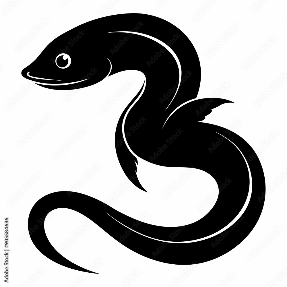 Fototapeta premium Eel Black silhouette