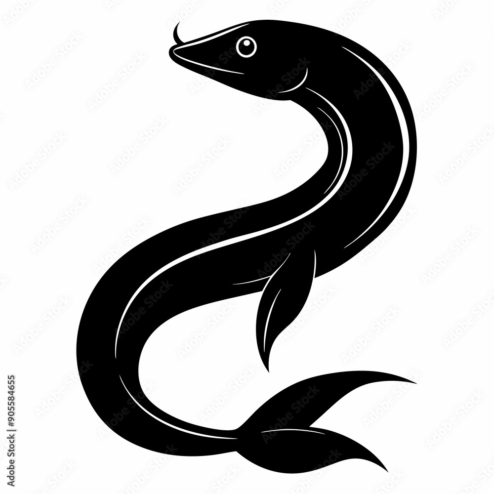 Fototapeta premium Eel Black silhouette