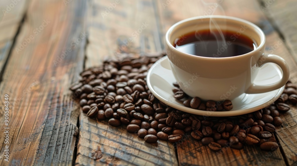 Coffee Cup on a Bed of Roasted Beans Coffee Cup on a Bed of Roasted Beans