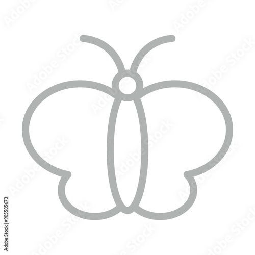 butterfly Vector Line Grey Icon Design