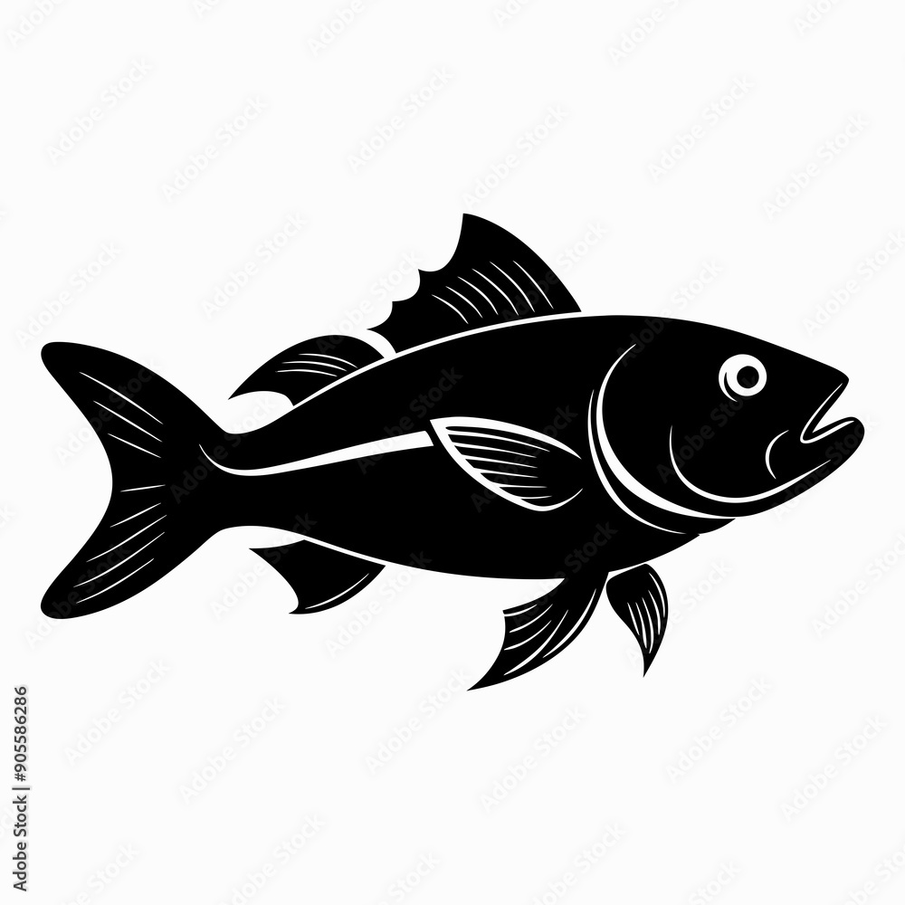 Fototapeta premium Cod fish Black silhouette