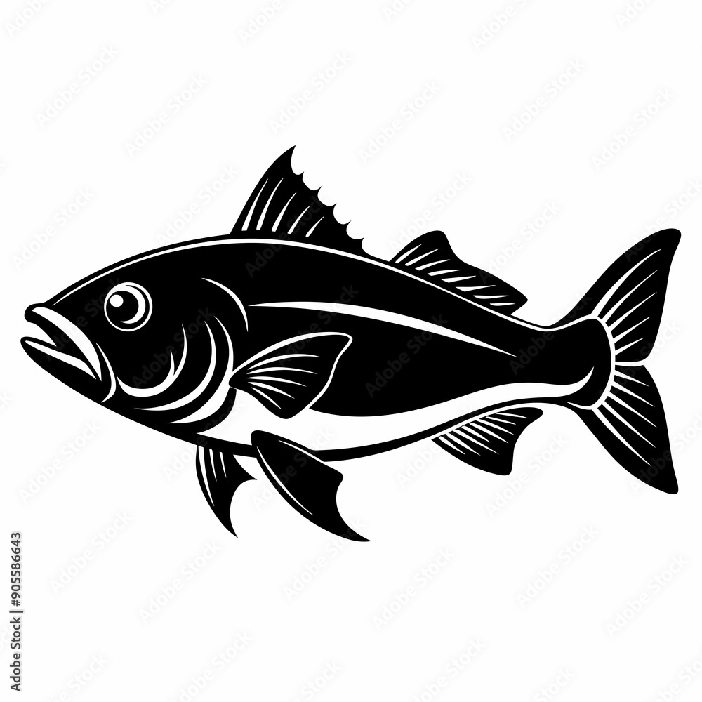 Fototapeta premium Cod fish Black silhouette
