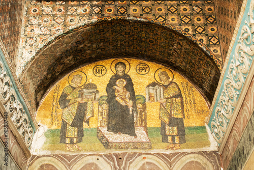 Mosiac of madonna and child constantine and justinian hagia sophia photo