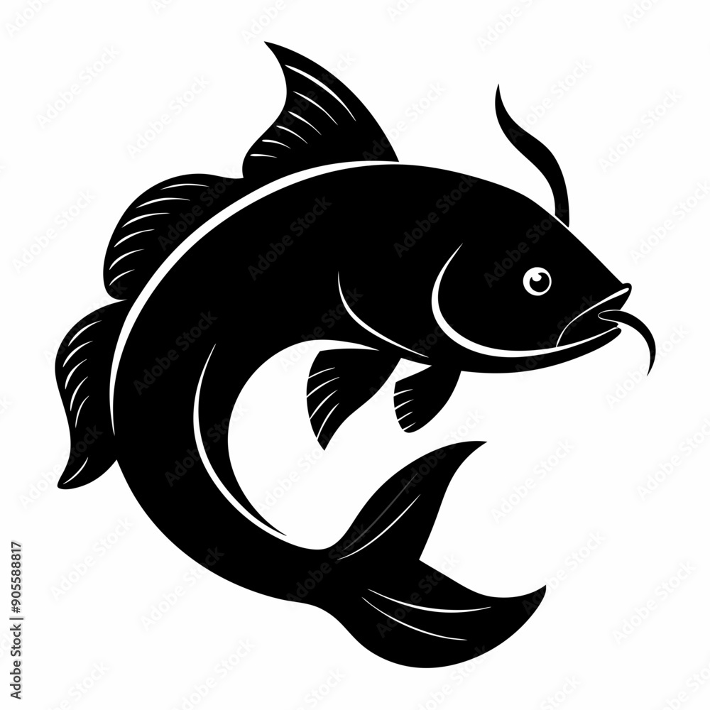 Fototapeta premium Catfish Black silhouette