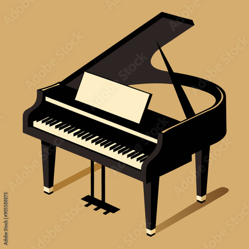 Piano silhouette vector art illustration