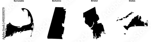 Barnstable, Berkshire, Bristol, Dukes outline maps