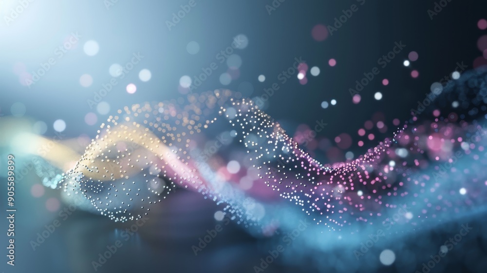 A colorful wave of dots that is floating in the air A colorful wave of dots that is floating in the air