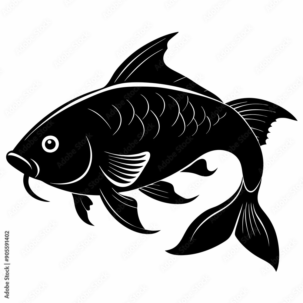 Obraz premium Carp Black silhouette