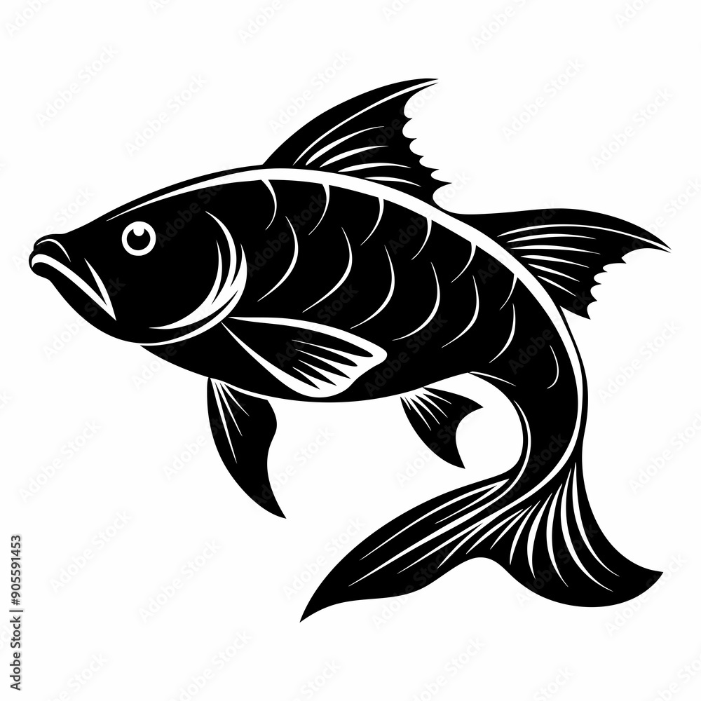 Fototapeta premium Carp Black silhouette