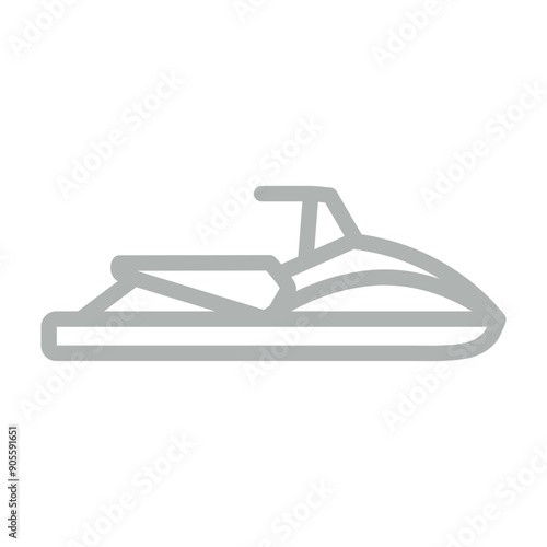 Jet ski Vector Line Grey Icon Design