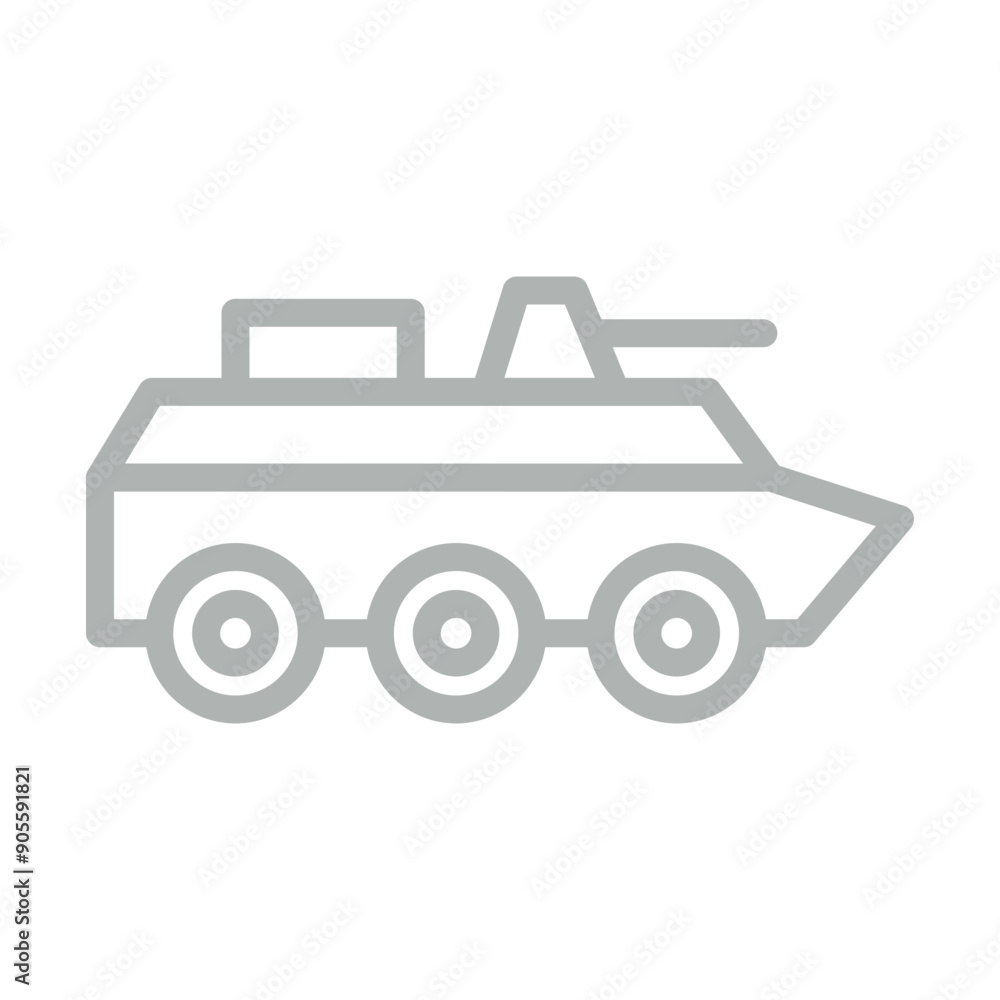 Amphibious vehicle Vector Line Grey Icon Design Amphibious vehicle Vector Line Grey Icon Design