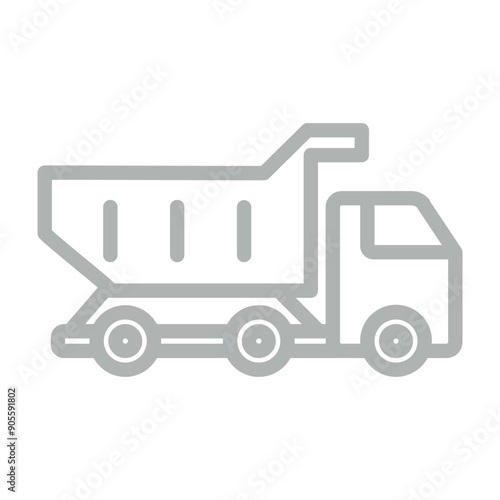 Dump truck Vector Line Grey Icon Design