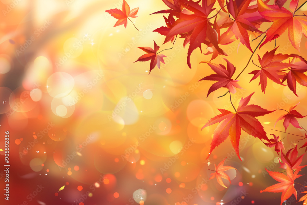 Beautiful autumn leaves with rim light. Nature landscape, background and wallpaper. Copy space Beautiful autumn leaves with rim light. Nature landscape, background and wallpaper. Copy space