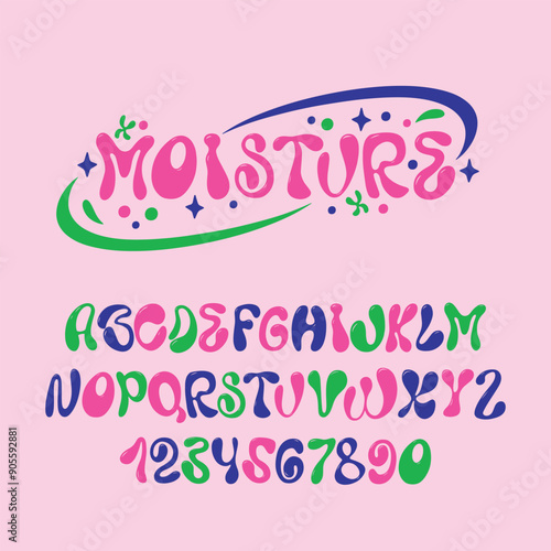 Y2K Liquid letters. Modern decorative display font. Trendy letters for your projects, T-shirts, packaging design, posters, flyers.