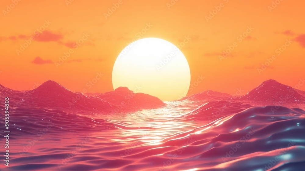 Vibrant sunset over ocean waves, casting a warm glow on the water. Perfect for nature lovers and tranquil scenery. Vibrant sunset over ocean waves, casting a warm glow on the water. Perfect for nature lovers and tranquil scenery.