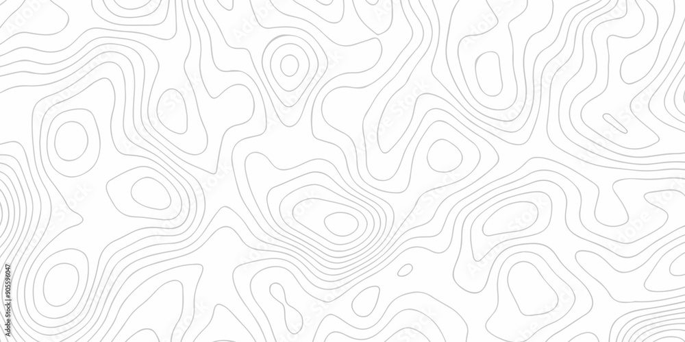Fototapeta premium Vector white wave line geography landscape Topo contour map on white background. Geographic mountain relief diagram line wave carve pattern. Topographic world map contour lines map texture.