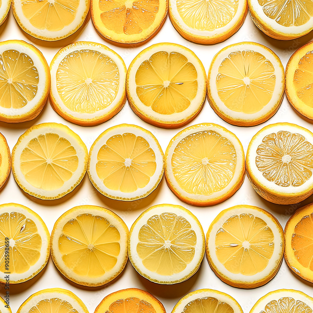 Fresh lemon slices pattern backgrond, close up Fresh lemon slices pattern backgrond, close up