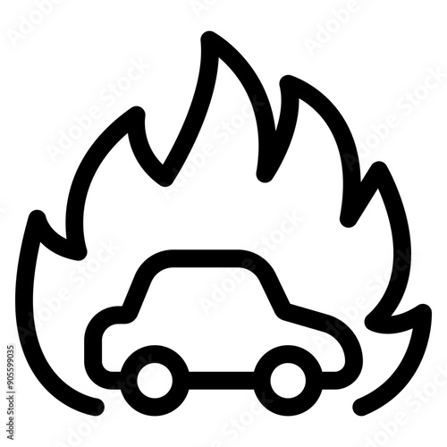 Broken car icon in thin line style vector illustration graphic design