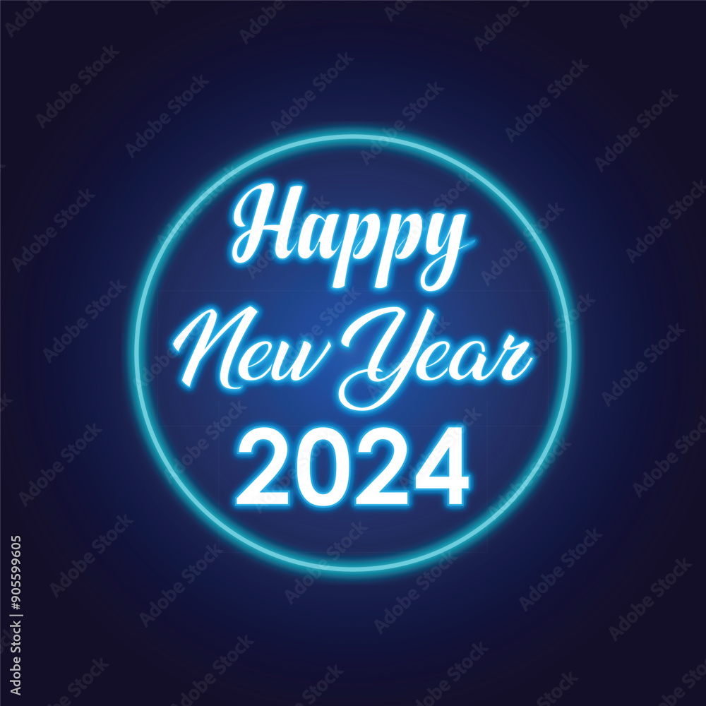 Neon style glowing 2024 new year Neon style glowing 2024 new year