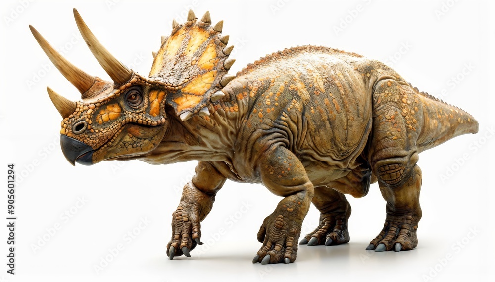 Triceratops dinosaur isolated on all-white background Triceratops dinosaur isolated on all-white background