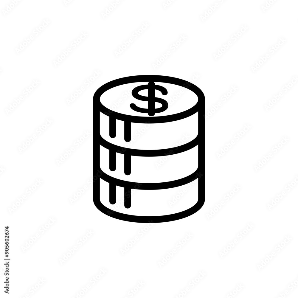 Coin icon in thin line style vector illustration graphic design Coin icon in thin line style vector illustration graphic design
