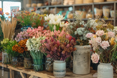 Wallpaper Mural Eco-Friendly Floral Arrangements at Local Market Using Sustainable Practices and Seasonal Flowers Torontodigital.ca