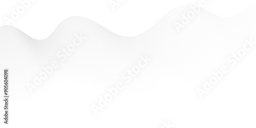 Abstract white and gray light blend paper wave line. abstract gradient and white wave curve creative technology flowing particles lines background. Modern flowing wave lines glowing moving sound.