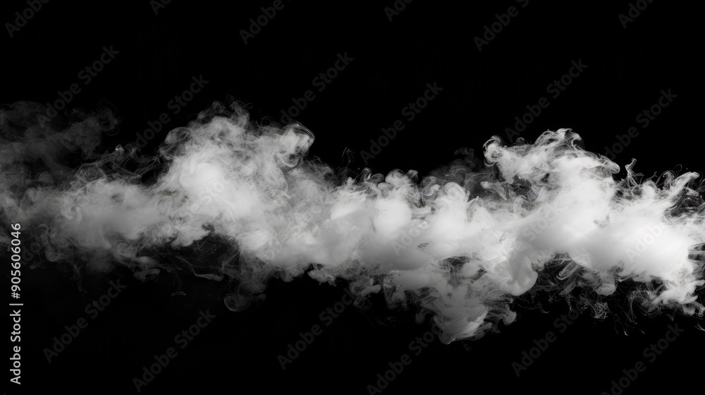 Abstract white smoke on black background representing environmental impact and various sources Abstract white smoke on black background representing environmental impact and various sources