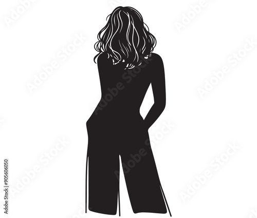 Woman silhouette behind, black