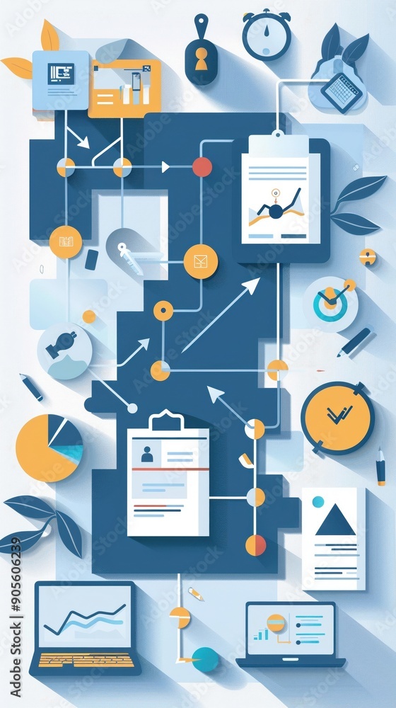 Illustrate a flowchart of the financial planning process for businesses top view to map out steps robotic tone Tetradic color scheme Illustrate a flowchart of the financial planning process for businesses top view to map out steps robotic tone Tetradic color scheme