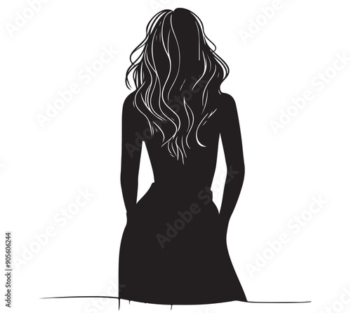 Woman silhouette behind, black