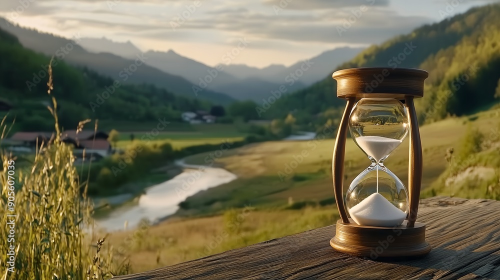 Slow life background with copy space, slowlife with an hourglass and a ...