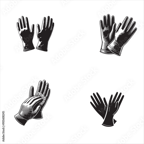 silhouette of clean vector Gloves isolated on white background