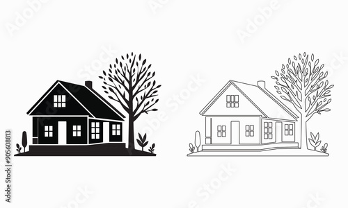 Home, House vector illustration, black icon, symbol