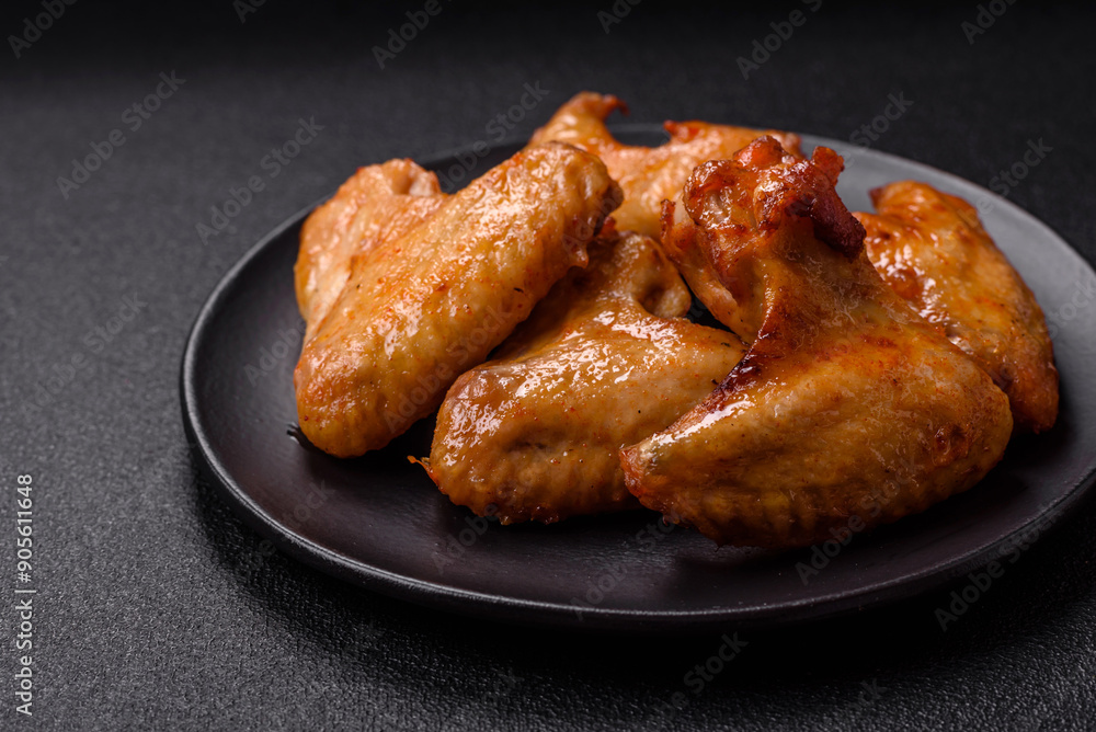 Delicious fried chicken wings with salt, spices and herbs Delicious fried chicken wings with salt, spices and herbs