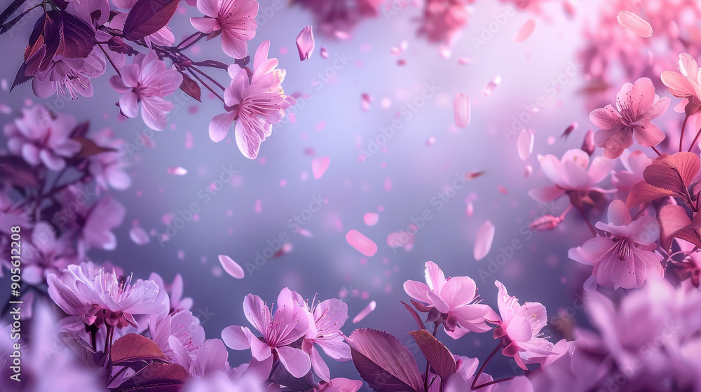 A beautiful display of pink flowers with petals falling gracefully, creating a serene and enchanting scene of nature's beauty. A beautiful display of pink flowers with petals falling gracefully, creating a serene and enchanting scene of nature's beauty.