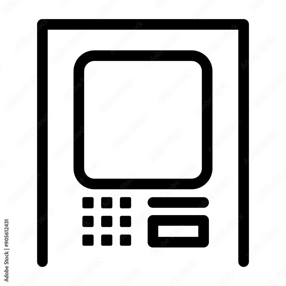 ATM machine icon in thin line style vector illustration graphic design ATM machine icon in thin line style vector illustration graphic design