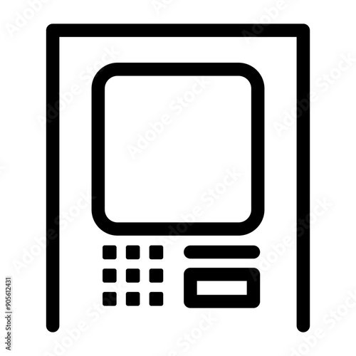 ATM machine icon in thin line style vector illustration graphic design