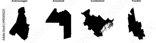 Androscoggin, Aroostook, Cumberland, Franklin outline maps