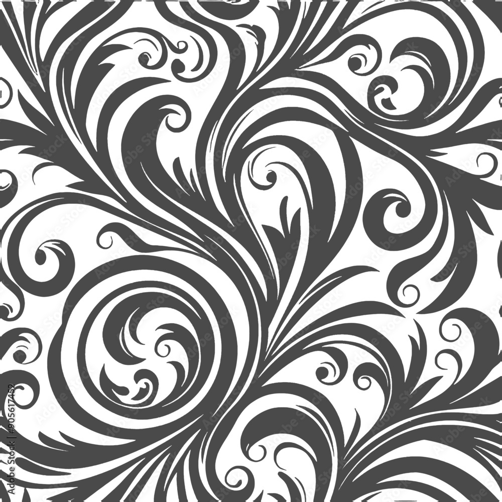 Elegant Black and White Floral Swirl Pattern Elegant Black and White Floral Swirl Pattern
