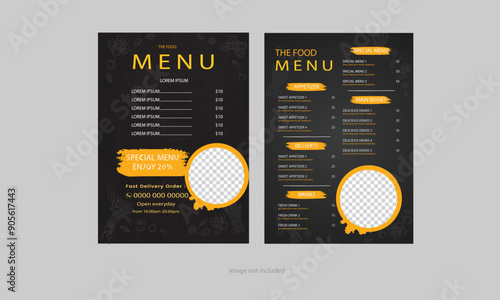 Food menu design and folder,