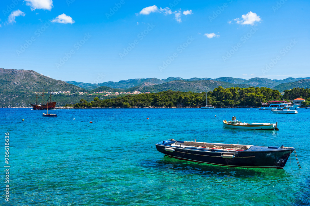 Crystal clear waters of Adriatic Sea around Elaphiti Island Kolocep near Dubrovnik. Summer in Croatia Crystal clear waters of Adriatic Sea around Elaphiti Island Kolocep near Dubrovnik. Summer in Croatia