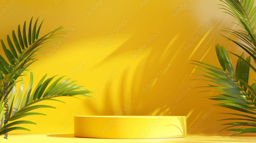yellow podium product background 3d display yellow podium product background 3d display