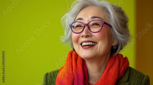 An elderly Korean woman laughing