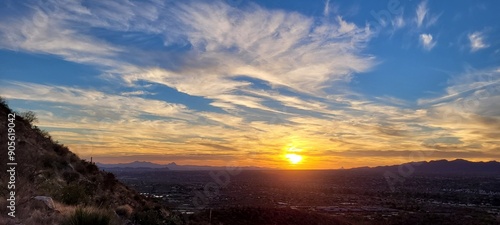 sunset over the desert