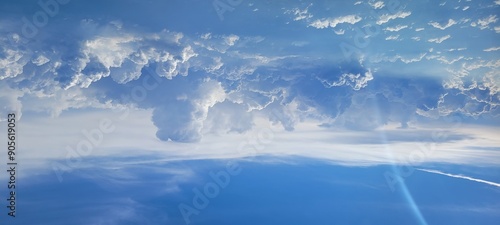 blue sky and clouds from an airplane